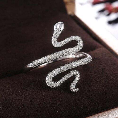High-quality Rings 925 Sterling Silver Ring Woman Fashion Snake Ringen Stereoscopic Opening Adjustable Bagues Jewelry
