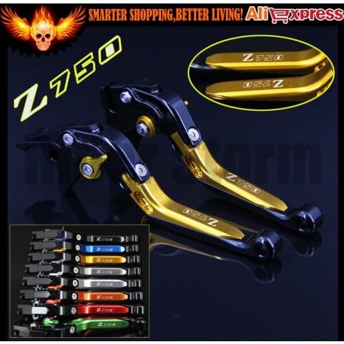 Gold CNC Adjustable Motorcycle Brake Clutch Levers Logo Z750 for Kawasaki Z750 (not Z750S model) 2007 2008 2009 2010 2011 2012
