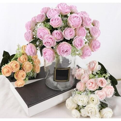 1 Bouquet Artificial Flowers Peony Tea Rose Autumn Silk Fake Flowers For Diy Living Room Home Garden Wedding Decoration New