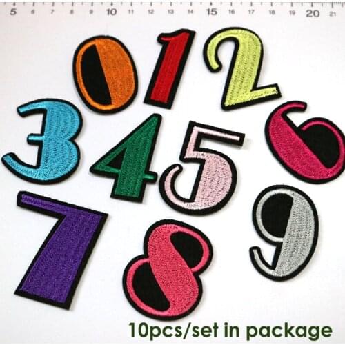 10pcs/set carton numbers iron on patches for clothing Small embroidery ironing applique parches sticker for bags backpack jeans