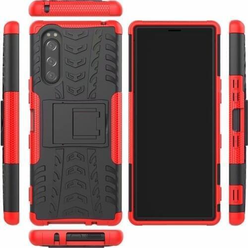 100pcs/lot 2 in 1 Comb Armor Kickstand Hybrid Impact Resistant Tire Armor Hard Skin Case For Sony 5 20 8 1 XA3 XZ4 ultra compact