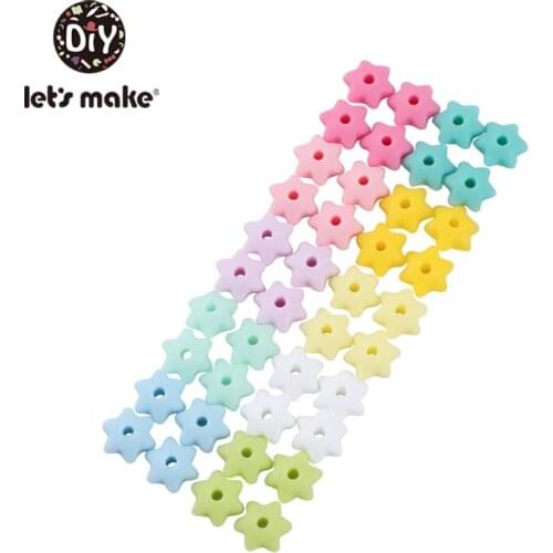 LetS Make 100Pcs Hexagon Silicone Teething Mini Star Food Grade Baby Teether Tiny Rodent Silicone Beads Teether Toys Nursing