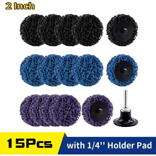15Pcs 2 Inch Quick Change Poly Strip Disc with 1/4'' Holder Rust Removal Paint Remove Clean Angle Grinder Disc Grinding Wheel