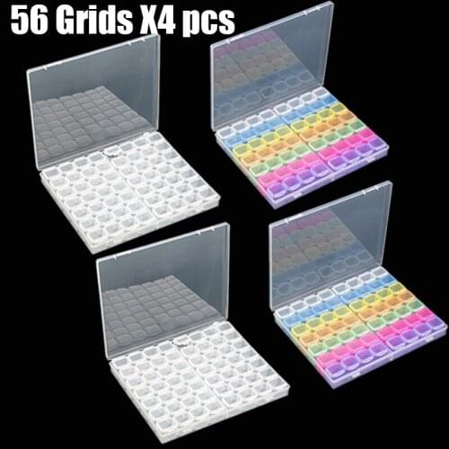 4 pcs 56 Cells 5D Diamond Painting Tools Beads Container Diamond Painting Accessories Rhinestones Storage Case Organizer