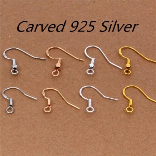 50pcs/lot =25pairs Carved 925 Silver jewelry earring findings ear hook earring hooks High quality jewellery accessories