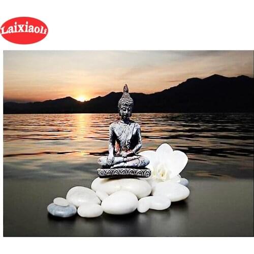 Diamond Mosaic Buddha sunset lake view New Arrival Home Diamond Painting Zen Cross Stitch Diamond Embroidery Accessories decor