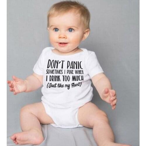 Don't Panic Just Like My Aunt Letters Print Little Baby Bodysuit White Onesie Body Baby Girls Boys Clothes Summer Cotton Outfits