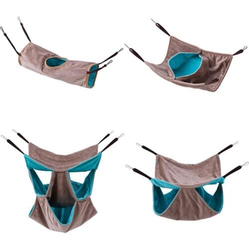 Double Plush Pet Hammock Mini Hanging Warm Nest Rat Hanging Beds House Small Animal Cage For Small Animal Nests Supplies