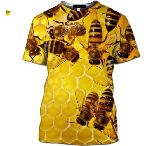 Mamba Mens Womens T-shirt Summer Short Sleeve Bee Casual Harajuku Wasp Shirt Beach Natural T-shirt Peony Flower Insect Top