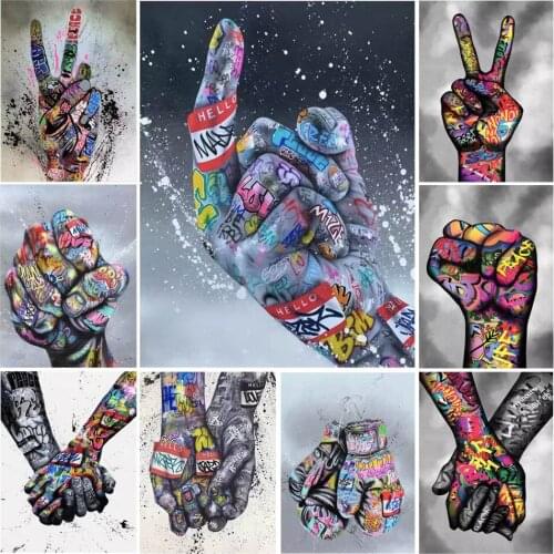 Hot Sale Graffiti Art 5D DIY Diamond Painting Lover Hands Street Wall Art Picture Home Decor Gift