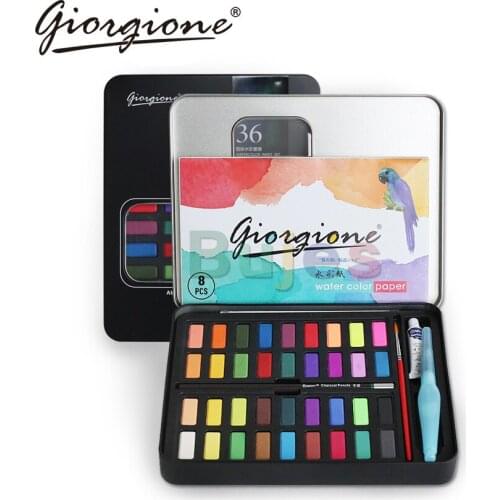 Giorgione Professional Solid Watercolor Painting Pocket Pigment, 36 48 Color Tin Box Set,Water Soluble and Washable,Art Supplies