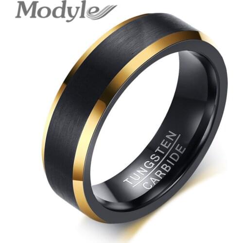 Modyle 2020 New Fashion Black Gold Color Tungsten Wedding Jewelry Punk Vintage Carbide Rings for Man