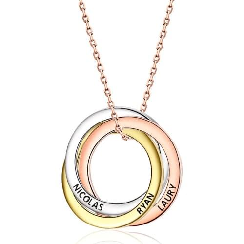 YSH new 925 Sterling Silver Personalized engraving name 3 circle clasped DIY Necklace 2020 custom Jewelry gift Free shipping hot