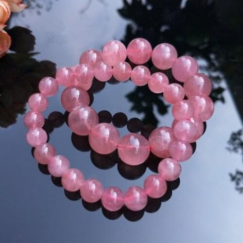 Beautiful Madagascar ROSE QUARTZ round pink A 9-10mm bracelet 7.5inch FPPJ wholesale beads nature amazing