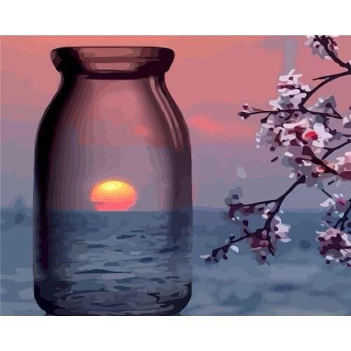 SDOYUNO Oil Paint By Numbers Scenery DIY 60x75cm Painting By Numbers On Canvas Draw Number Frameless Seascape Home Decor