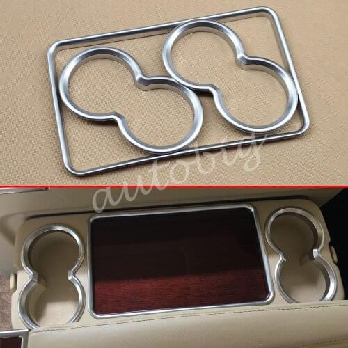 Matte Chrome Interior Rear Seat Middle Cup Holder Cover Trims For Toyota Alphard Vellfire 2016-2019