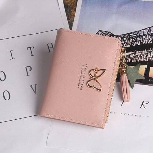 Fashion Womens Wallet Simple Bow Coin Purse Zipper Wallet Short Coin Purse Womens Card Holder