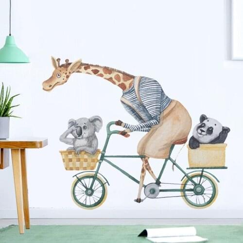 Cartoon Giraffe Wall Stickers For Kids Rooms Living Room Decorative Vinyl Wall Stickers Wallpapers Cute Anaimal Post Wall Decals