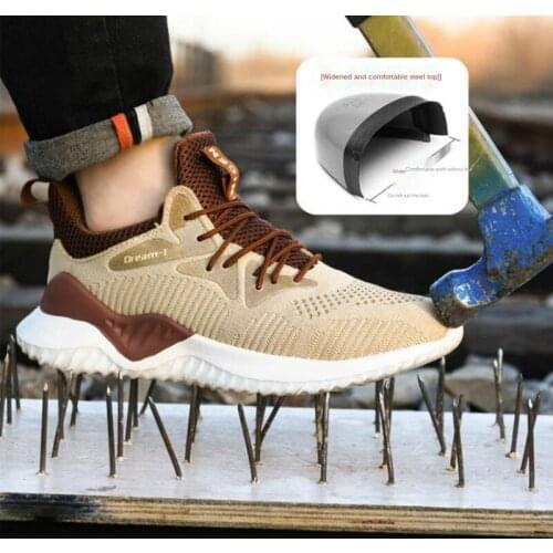 Mens Safety Shoes Boots With Steel Toe Cap Breathable Casual Mens Boots Work Indestructible Shoes Puncture-Proof Work Sneakers