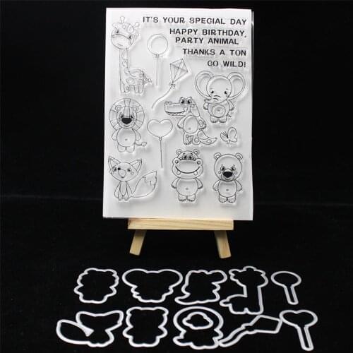 KSCRAFT Wild Animals Transparent Clear Silicone Stamp Cutting Dies Set for DIY scrapbooking/photo album Decorative 102