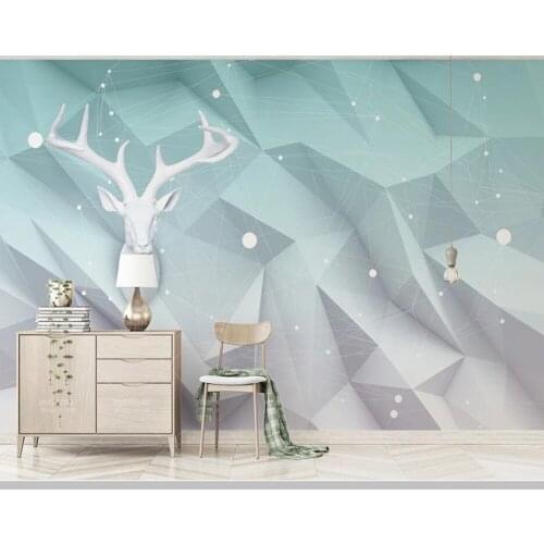 Papel de parede Geometric polygon elk lines nordic 3d stereo wallpaper mural,living room children bedroom wall papers home decor