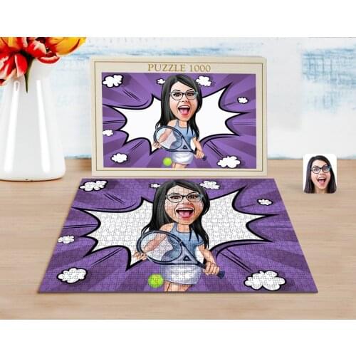 Personalized Women 'S Tennis Player Caricature of 1000 Piece Professional Puzzle-1