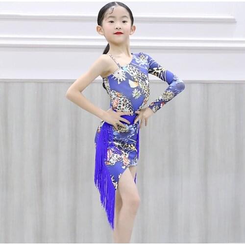 Fringe Latin Dance Dress Girls Blue Stage Costume Designer Clothes Summer Dress Salsa Dancing Outfit Samba Dancewear DL7668
