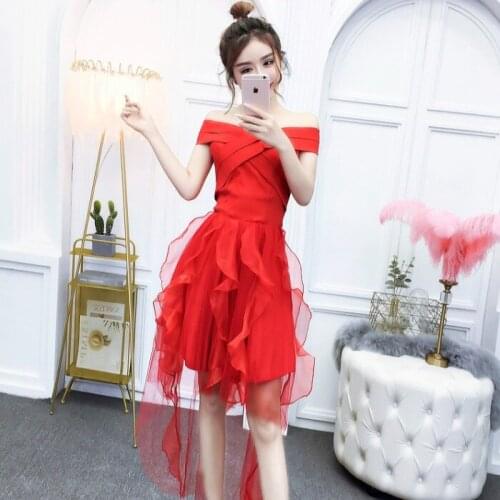 Summer Elegant Women Dress Off Shoulder High Waist Slim Fit Female Dresses Mesh Patchwork Evening Party Women Vestidos 15-20T