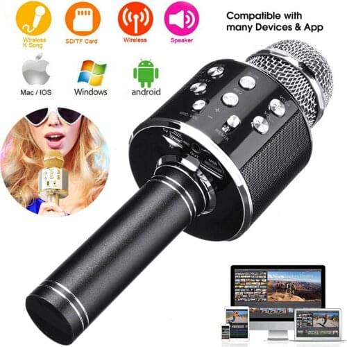 Professional Condenser Karaoke Mic Bluetooth Wireless Microphone Stand Radio Mikrofon Studio Recording Studio