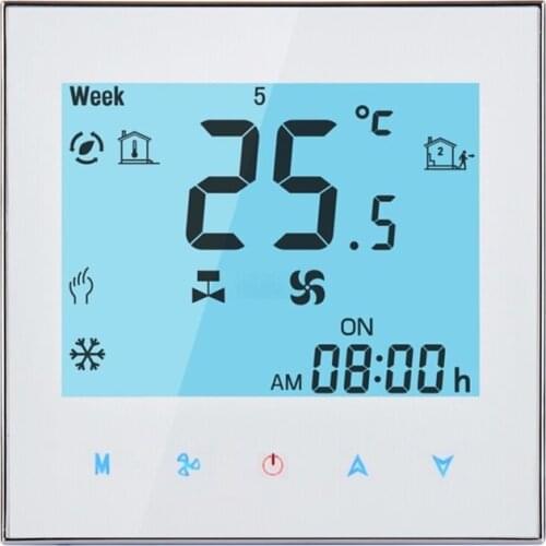 WIFI Control Weekly Programming Fan Coil Room Thermostat AC 110-240V 2A Smart Central Air Conditioning Temperature Controller
