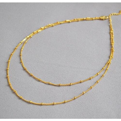 PureGold-plated copper, simple and versatile double layer bean Chain Necklaces for women girls party fashion jewelry 2020