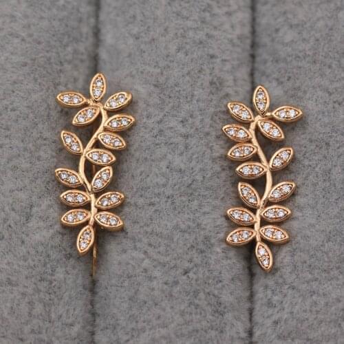 Trendy Clip Earrings White Cubic Zirconia Gold Plated Copper Earring For Women Fashion Jewelry Accessories Wedding Gift