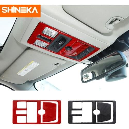 SHINEKA Carbon Fiber Car Interior Front Reading Lamp Decoration Frame Cover Stickers Accessories For Dodge Ram 1500 2010-2015