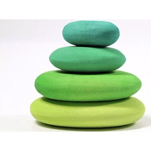 Nordic Style Pebble-Shaped Solid Wood Building Blocks Childrens Room Decorations Creative Rainbow Stone Wooden Toys Kids Gifts