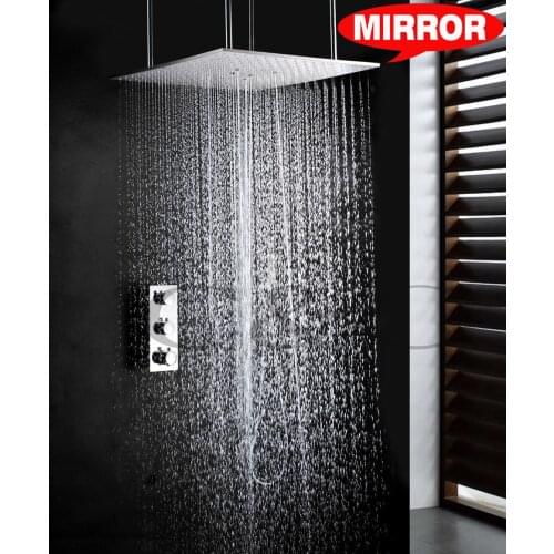 Thermostatic Control Conceal Bathroom Shower Set 20 Inch Ceil Mounted Swash And Rain Shower Head With Brass Hand Shower