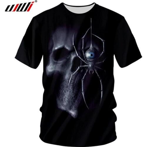 UJWI Summer Men Casual Tshirt Print Skull Spider 3d T-shirts Man Hip Hop Sportwear Undershirts Short Sleeve O Neck Tee Shirts