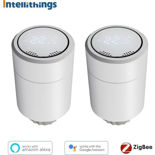 Tuya Zigbee 2 Pcs Smart Radiator Actuator TRV Radiator Thermostatic Heating Temperature Valve Controller Timer Alexa Google Home