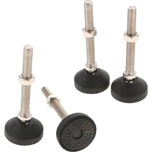 Carbon Steel Rubber Furniture Levelers - Adjustable Furniture Legs - 4 PCS Pack 50mm Base Diameter