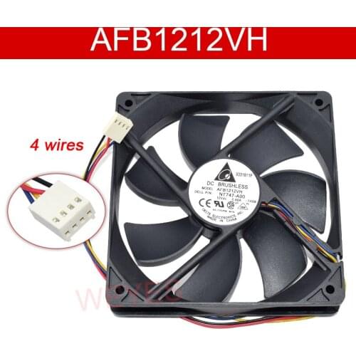 AFB1212VH 12025 12V 0.60A 12CM 3 wires 4 wires Pins Dual Ball Bearing Fan PWM temperature control fan 120*120*25mm