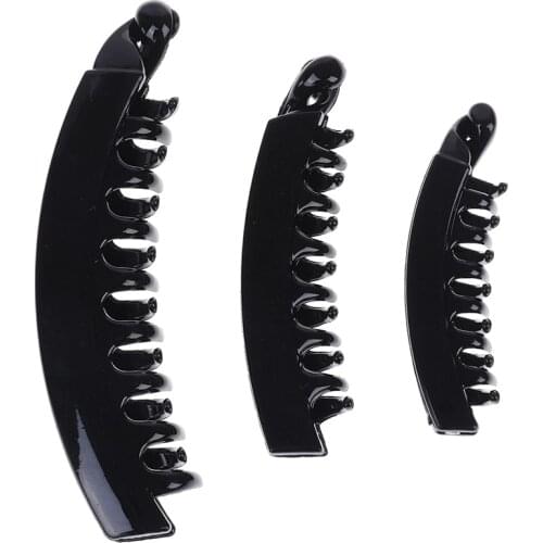 3 Size Black Plastic Hairpin Banana Hair Clips Solid Women Ladies Hair Claws DIY Pins Makeup Tool Fashion Headwear
