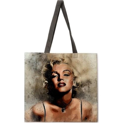 Ladies leisure handbag Monroe oil painting print handbag Ladies shoulder bag Outdoor beach bag Foldable shopping bag