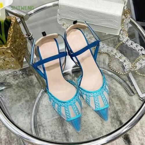 2021 Summer Fashion Womens Shoes Pointed Toe Stilettos Heels Sexy Elegant Mesh Pumps Lady Office Party Wedding shoes