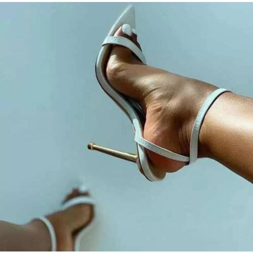 Female Party Shoes Sandalias 2021 New Ankle Strap Green Womens High Heels 11Cm Sandals Pointed Toe