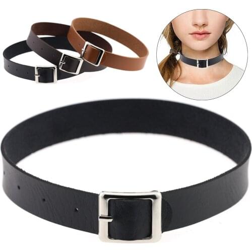 Gothic Chain Necklace Leather Choker Party Punk Choker Collar Goth Necklace Women Black Leather Kawaii Witch Rave Jewelry