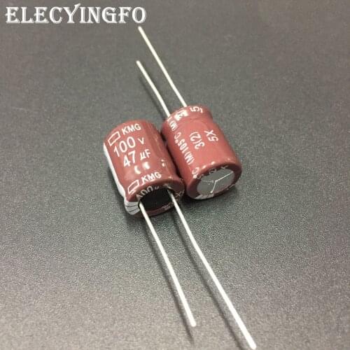 10pcs 47uF 100V47UF NIPPON Chemi-Con NCC KMG Series 10x13mm 100V47uF Aluminum Electrolytic Capacitor