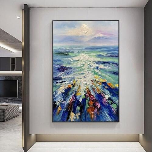 100% Hand Painted Colorful Landscape Oil Paintings Abstract Thick Art Canvas Wall Art Wall Paintings Art For Living Room