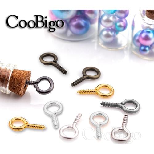 200Pcs Small Tiny Mini Eye Pins Sheep Eye Nails Hooks Eyelets Screw Threaded Clasps Metal for DIY Jewelry Making Accessories