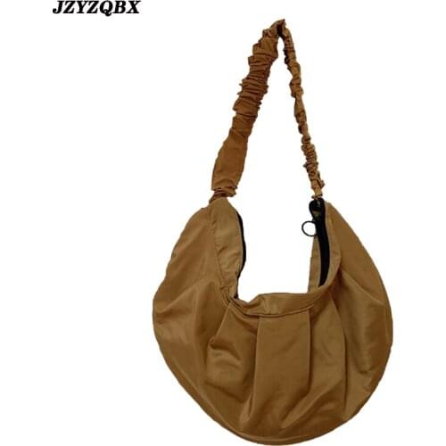 2020New Design Lotus Leaf Pleated Japanese Style Fresh And Pure Color Polyester Diagonal Bag