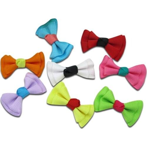 30pcs Mixed Satin Ribbon Double Bowknot Hair Clips Applique DIY Craft Grosgrain Scrapbooking Wedding Decoration 3.5x2.2cm