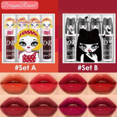 5PCS/Set Cute Cool Girl Lip Tint Long-Lasting Liquid Lipstick Waterproof Sexy Matte Lip Gloss Make Up Lipstick Cosmetics